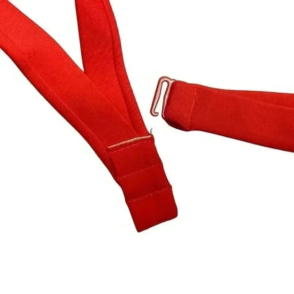 Aerie Women M Tropical Floral Pushup Halter Hipster Bikini Swimsuit Orange Multi - Picture 9 of 12